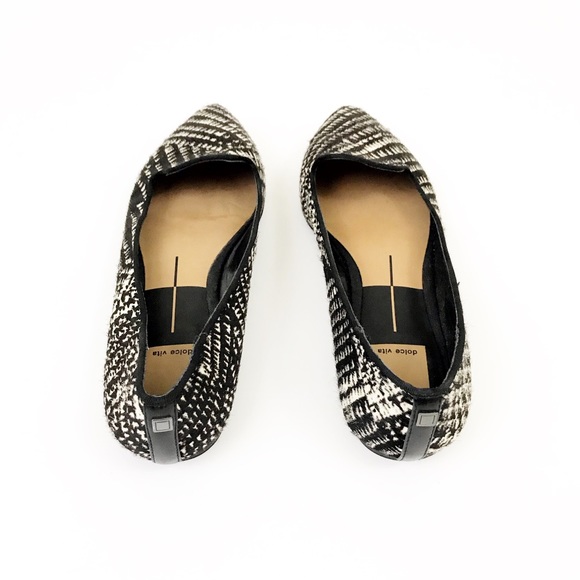 DOLCE VITA Black/White Calf Fur Smokin' Flats - Picture 4 of 7